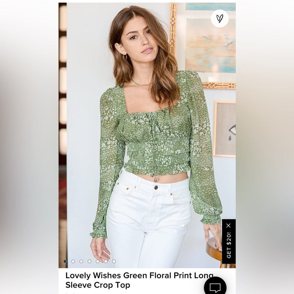 Lulus size M green floral blouse